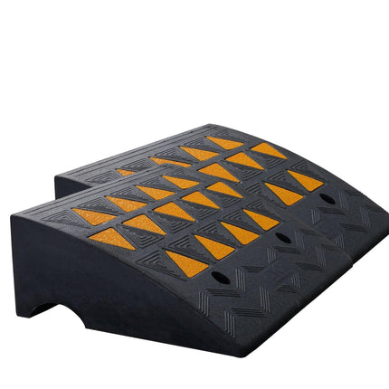 Rubber Curb Ramp 2 Pack, 15.2 cm Rise Height Heavy-Duty 15 tons Load Capacity Threshold Ramps, Driveway Ramps with Stable Grid Structure for Cars, Wheelchairs, Bikes, Motorcycles.