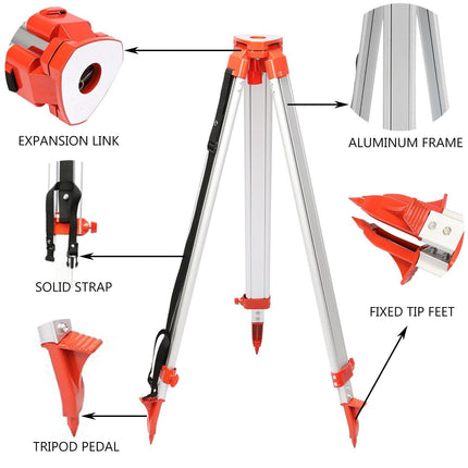 Vevor Super Combination 1.65m Aluminum Tripod + 5m Staff For Rotary Laser Leveltop.