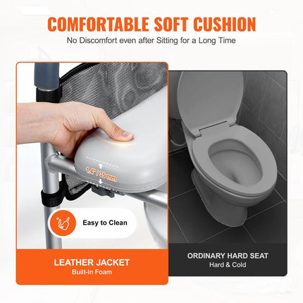 Raised Toilet Seat, 7-Position Height Adjustment 655-805 Mm, 158.7 kg Weight Capacity, with Comfort Padded Aluminum Frame, Universal Toilet Seat Riser, for Elderly, Handicap, Pregnant, Medical.