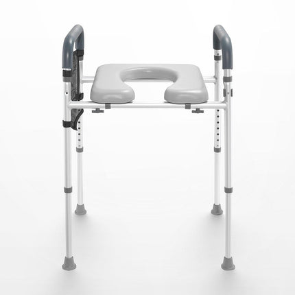 Raised Toilet Seat, 7-Position Height Adjustment 655-805 Mm, 158.7 kg Weight Capacity, with Comfort Padded Aluminum Frame, Universal Toilet Seat Riser, for Elderly, Handicap, Pregnant, Medical.