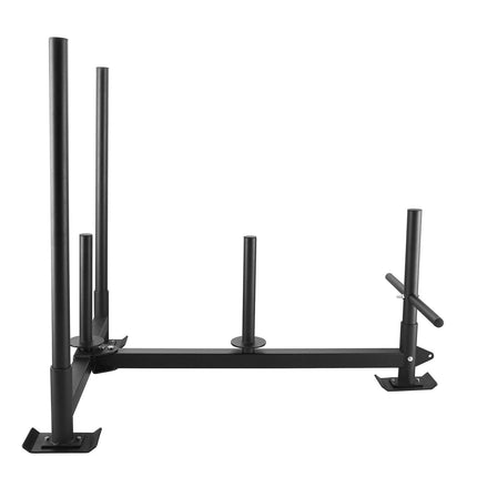 Weight Training Sled, Pull Push Power Sled with Handle, Fitness Strength Resistance Training, Steel Workout Equipment for Athletic Exercise & Speed Improvement, Fit for 5 cm Weight Plate, Black.