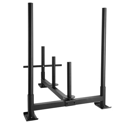Weight Training Sled, Pull Push Power Sled with Handle, Fitness Strength Resistance Training, Steel Workout Equipment for Athletic Exercise & Speed Improvement, Fit for 5 cm Weight Plate, Black.