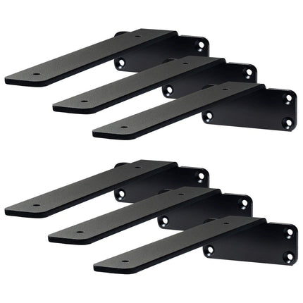 Shelf Bracket, 16cmL x 10cmW x 4.5cmH 6 Pcs, Heavy Duty Floating Shelf Brackets, Brackets for Shelves, 5mm Thick Matte Black L Shelf Bracket,Steel Shelving Brackets with 72.6 kg Load Capacity.
