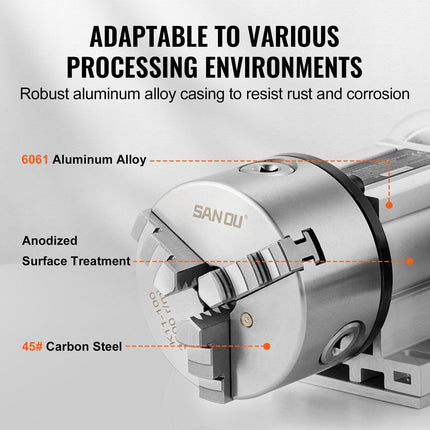 Dividing Head, K11-100mm 3-Jaw Chuck, CNC Router Milling Machine Rotational Axis 4th Axis A Axis Indexing Head, 65 mm Center Height MT2 Tailstock 6:1 Gear Ratio, Universal for Engraving.