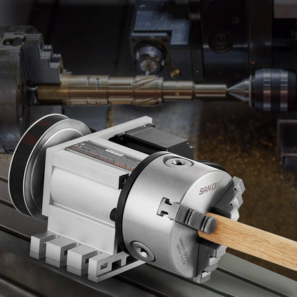 Dividing Head, K11-100mm 3-Jaw Chuck, CNC Router Milling Machine Rotational Axis 4th Axis A Axis Indexing Head, 65 mm Center Height MT2 Tailstock 6:1 Gear Ratio, Universal for Engraving.