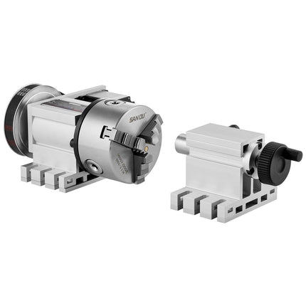 Dividing Head, K11-100mm 3-Jaw Chuck, CNC Router Milling Machine Rotational Axis 4th Axis A Axis Indexing Head, 65 mm Center Height MT2 Tailstock 6:1 Gear Ratio, Universal for Engraving.