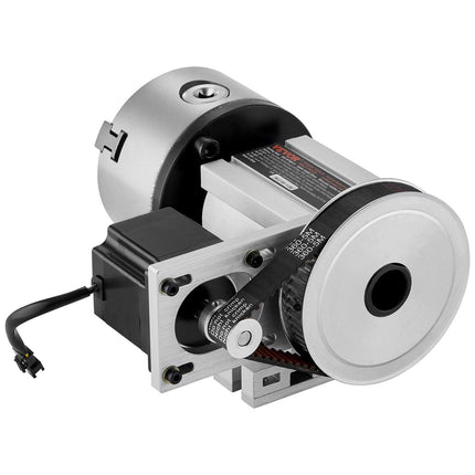 Dividing Head, K11-100mm 3-Jaw Chuck, CNC Router Milling Machine Rotational Axis 4th Axis A Axis Indexing Head, 65 mm Center Height MT2 Tailstock 6:1 Gear Ratio, Universal for Engraving.