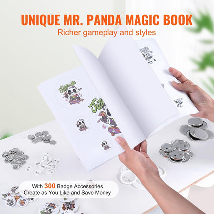 Button Maker Machine, 1/1.25/2.28 inch(25/32/58mm) 3-in-1 Pin Maker, Installation-Free Badge Punch Press Kit, Button Making Supplies with 300pcs Button Parts, Circle Cutter, Magic Book.