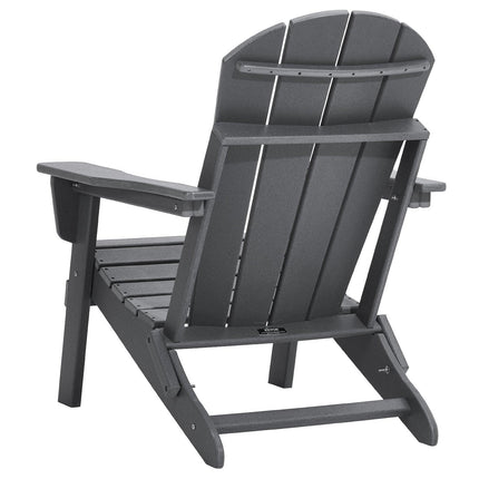 Adirondack Chair Plastic, Set of 2 All-Weather Portable Folding Fire Pit Chair, Outdoor Adirondack Patio Chair with Cup Holder, with Relaxing Arm Rest Ergonomic, for Garden, Backyard - Gray.