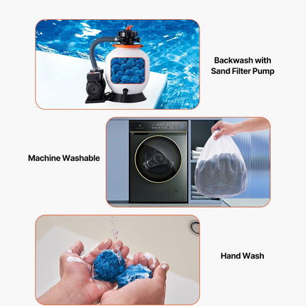 Pool Filter Balls for Sand Filter Pump Swimming Pool 0.71 kg Reusable Blue.