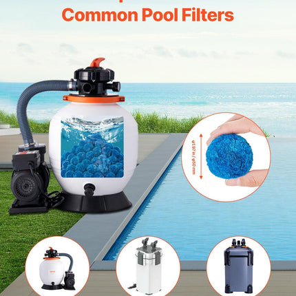Pool Filter Balls for Sand Filter Pump Swimming Pool 0.71 kg Reusable Blue.