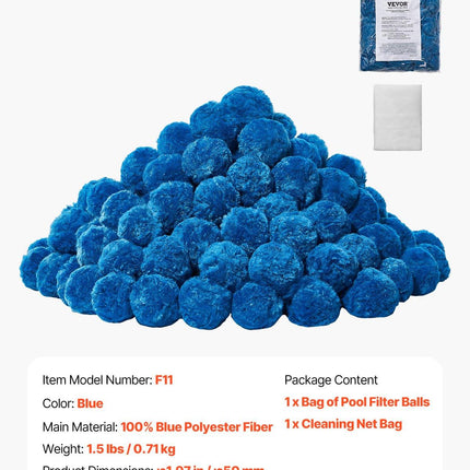 Pool Filter Balls for Sand Filter Pump Swimming Pool 0.71 kg Reusable Blue.