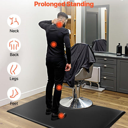 Salon Mat for Hair Stylist, 1525 x 915 mm Rectangle Salon Chair Mat Anti Fatigue, 23mm Thickened PVC + PU Barber Shop Floor Mat with Round Cut Out, Anti-Trip Beveled Edges & Non-slip Bottom.