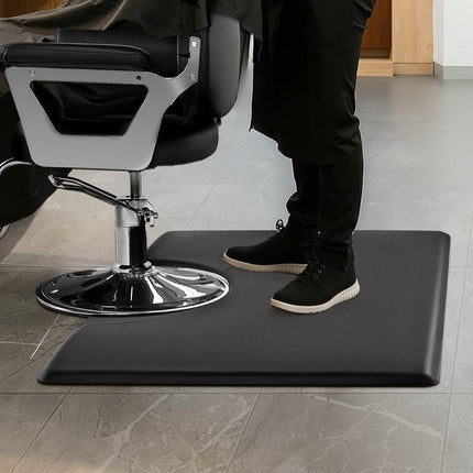 Salon Mat for Hair Stylist, 1525 x 915 mm Rectangle Salon Chair Mat Anti Fatigue, 23mm Thickened PVC + PU Barber Shop Floor Mat with Round Cut Out, Anti-Trip Beveled Edges & Non-slip Bottom.