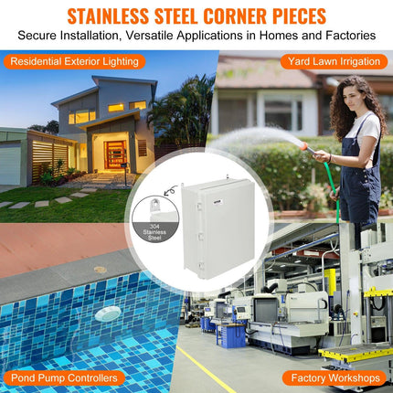 Outdoor Electrical Junction Box, 350 x 250 x 150 mm, ABS Plastic Electrical Enclosure Box with Hinged Cover Stainless Steel Latch, IP67 Dustproof Waterproof for Outdoor Electrical Projects.