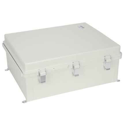 Outdoor Electrical Junction Box, 350 x 250 x 150 mm, ABS Plastic Electrical Enclosure Box with Hinged Cover Stainless Steel Latch, IP67 Dustproof Waterproof for Outdoor Electrical Projects.