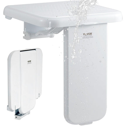Folding ABS Shower Seat, 15.7'' x 16.7'' Unfolded, Wall Mounted Fold Up Shower Bench with 440 lbs Load Capacity, Space Saving Fold Down Shower Chair for Seniors Pregnant Women Children Adults.