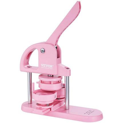 Button Maker, 1/1.25/2.28 inch(25/32/58mm) 3-IN-1 Pin Maker, 300pcs Button Parts, Button Maker Machine with Panda Magic Book, Ergonomic Arc Handle Punch Press Kit, For Children DIY Gifts, Pink.