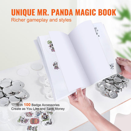 Button Maker Machine, 2.28 inch/58mm Pin Maker, Installation-Free Badge Punch Press Kit, Children DIY Gifts Button Making Supplies with 100pcs Button Parts, Circle Cutter, Magic Book.
