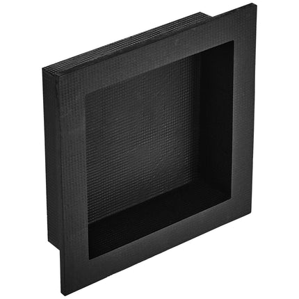 Shower Niche Ready for Tile 40.64 x 40.64 cm, Single Shelf Organizer, Square Corners Wall-inserted Niche Recessed, Sealed Protection Modern Soap Storage Niche for Shower Bathroom, Black.