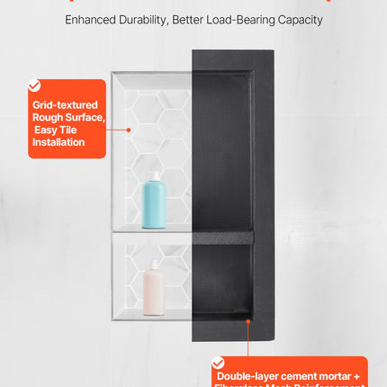 Shower Niche 40.6 x 71.1 x 10.2 cm Recessed Wall Shelf for Bathroom.