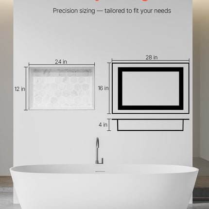 Shower Niche 40.6 x 71.1 x 10.2 cm Recessed Wall Shelf for Bathroom.