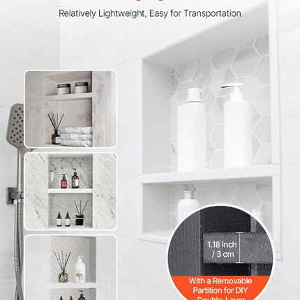 Shower Niche 40.6 x 50.8 x 10.2 cm Recessed Wall Divider Shelf Bathroom.