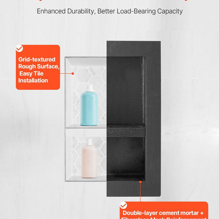 Shower Niche 40.6 x 50.8 x 10.2 cm Recessed Wall Divider Shelf Bathroom.