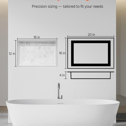 Shower Niche 40.6 x 50.8 x 10.2 cm Recessed Wall Divider Shelf Bathroom.