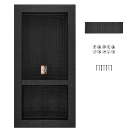 Shower Niche Ready for Tile 40.64 x 81.28 cm, Double Shelf Organizer, Square Corners Wall-inserted Niche Recessed, Sealed Protection Modern Soap Storage Niche for Shower Bathroom, Black.