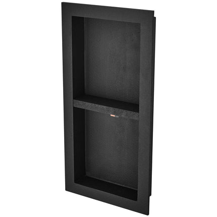 Shower Niche Ready for Tile 40.64 x 81.28 cm, Double Shelf Organizer, Square Corners Wall-inserted Niche Recessed, Sealed Protection Modern Soap Storage Niche for Shower Bathroom, Black.