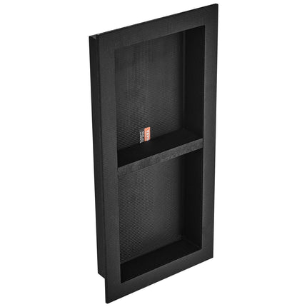 Shower Niche Ready for Tile 40.64 x 81.28 cm, Double Shelf Organizer, Square Corners Wall-inserted Niche Recessed, Sealed Protection Modern Soap Storage Niche for Shower Bathroom, Black.