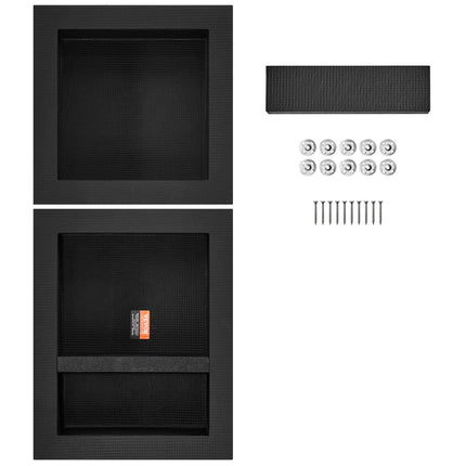 Shower Niche Ready for Tile 40.64x40.64cm & 40.64x50.8cm, Triple Shelf, Square Corners Wall-inserted Niche Recessed, Sealed Protection Modern Soap Storage Niche for Shower Bathroom, Black.