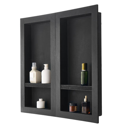 Shower Niche 40.6 x 81.3 + 40.6 x 81.3 cm Recessed Wall Shelf Bathroom.