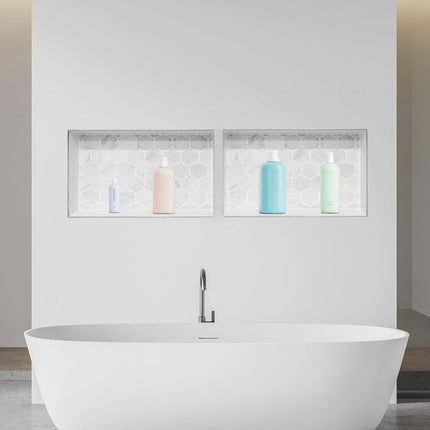 Shower Niche 40.6 x 81.3 + 40.6 x 81.3 cm Recessed Wall Shelf Bathroom.