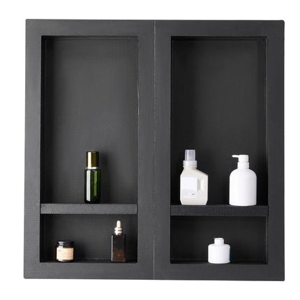 Shower Niche 40.6 x 81.3 + 40.6 x 81.3 cm Recessed Wall Shelf Bathroom.