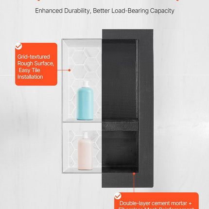 Shower Niche 40.6 x 61+40.6 x 61 cm Recessed Wall Organizer Bathroom.