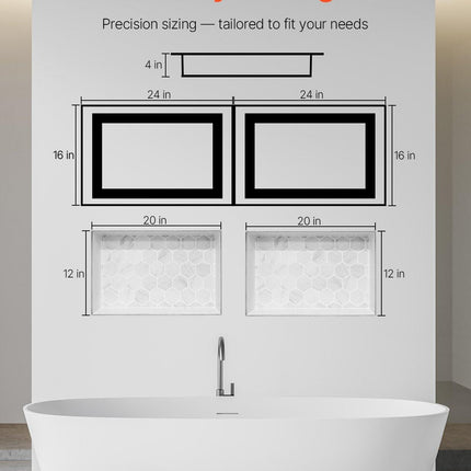 Shower Niche 40.6 x 61+40.6 x 61 cm Recessed Wall Organizer Bathroom.
