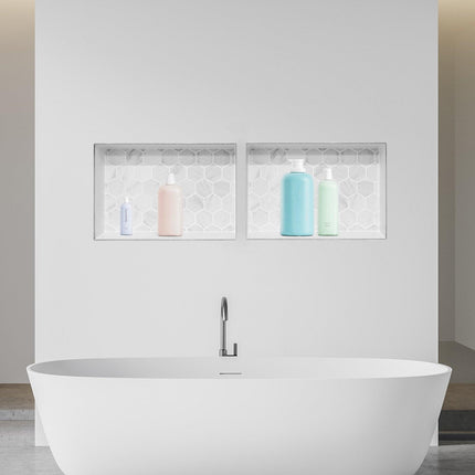 Shower Niche 40.6 x 61+40.6 x 61 cm Recessed Wall Organizer Bathroom.