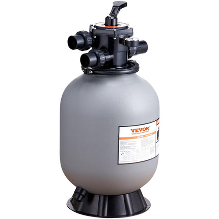 Sand Filter, 16-inch, 406.4mm, Up to 35 GPM Flow Rate, Above Inground Swimming Pool Sand Filter System with 7-Way Multi-Port Valve, Filter, Backwash, Rinse, Recirculate, Waste, Winter, Closed Functions.