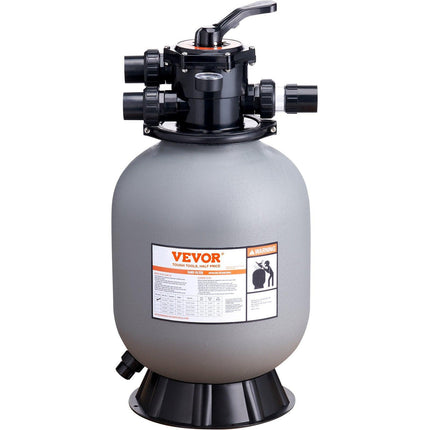 Sand Filter, 16-inch, 406.4mm, Up to 35 GPM Flow Rate, Above Inground Swimming Pool Sand Filter System with 7-Way Multi-Port Valve, Filter, Backwash, Rinse, Recirculate, Waste, Winter, Closed Functions.
