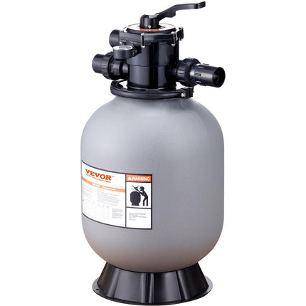 Sand Filter, 16-inch, 406.4mm, Up to 35 GPM Flow Rate, Above Inground Swimming Pool Sand Filter System with 7-Way Multi-Port Valve, Filter, Backwash, Rinse, Recirculate, Waste, Winter, Closed Functions.