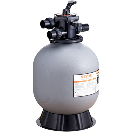 Sand Filter, 19-inch, 482.6mm, Up to 45 GPM Flow Rate, Above Inground Swimming Pool Sand Filter System with 7-Way Multi-Port Valve, Filter, Backwash, Rinse, Recirculate, Waste, Winter, Closed Functions.