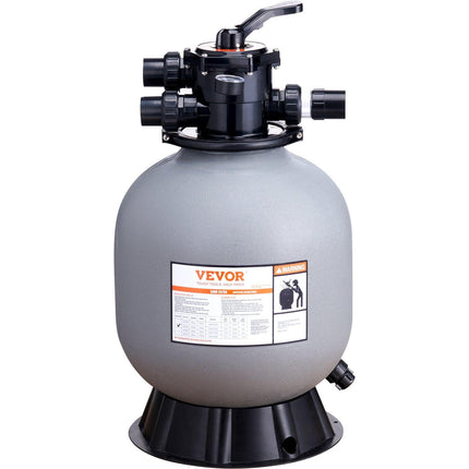 Sand Filter, 19-inch, 482.6mm, Up to 45 GPM Flow Rate, Above Inground Swimming Pool Sand Filter System with 7-Way Multi-Port Valve, Filter, Backwash, Rinse, Recirculate, Waste, Winter, Closed Functions.