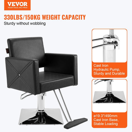 Salon Chair, Barber Chair for Hair Stylist, Styling Chair with Heavy Duty Hydraulic Pump, Swivel Hair Salon Chair with Footrest for Beauty Spa Shampoo, Max Load Weight 330 lbs, Black.