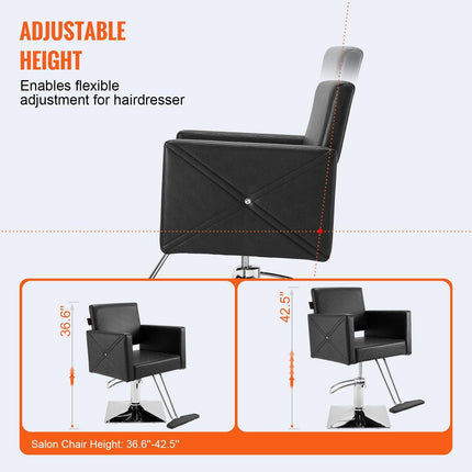 Salon Chair, Barber Chair for Hair Stylist, Styling Chair with Heavy Duty Hydraulic Pump, Swivel Hair Salon Chair with Footrest for Beauty Spa Shampoo, Max Load Weight 330 lbs, Black.