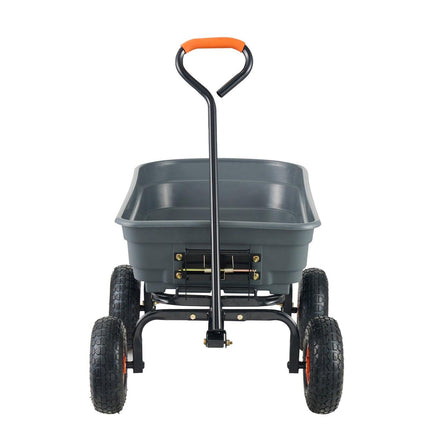 Dump Cart, Poly Garden Dump Cart with Easy to Assemble Steel Frame, Dump Wagon with 2-in-1 Convertible Handle, Utility Wheelbarrow 272kg/ 600lbs Capacity, 25.5cm/ 10 inch Tires.