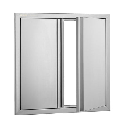 BBQ Access Door, 610x610 mm Double Outdoor Kitchen Door, Stainless Steel Flush Mount Door, Wall Vertical Door with Recessed Handles , for BBQ Island, Grilling Station, Outside Cabinet.
