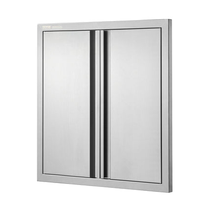 BBQ Access Door, 610x610 mm Double Outdoor Kitchen Door, Stainless Steel Flush Mount Door, Wall Vertical Door with Recessed Handles , for BBQ Island, Grilling Station, Outside Cabinet.