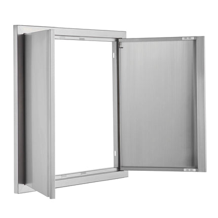 BBQ Access Door, 610x610 mm Double Outdoor Kitchen Door, Stainless Steel Flush Mount Door, Wall Vertical Door with Recessed Handles , for BBQ Island, Grilling Station, Outside Cabinet.